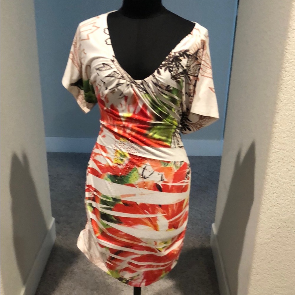 Multicolor V-Neck Dress